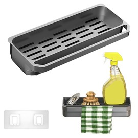 Kitchen Organisation, Sink Organiser, Wall Kitchen Shelf, No Drilling, Storage Sink Utensils for Sink, Sink, Bathroom and Kitchen, Grey