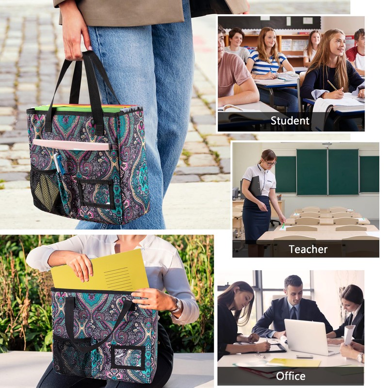 LoDrid Collapsible File Tote Bag with Handles, Portable File Organizer