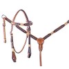 Showman Rawhide Braided Basketweave Tooled Leather Browband Headstall & Breast