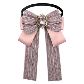GHTIYLP Womens Bow Tie Adjustable Rhinestone Bowtie for Women Ladies Girls Pre-tied Womens Tie for Shirt Suit Uniform (Pink)