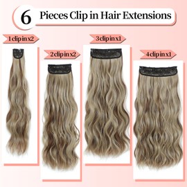 Clip in Hair Extensions for Women 20 Inch Long Wavy curly Natural Black Hair Extension Full Head Synthetic Hair Extension Hairpieces (P1, 20inch)