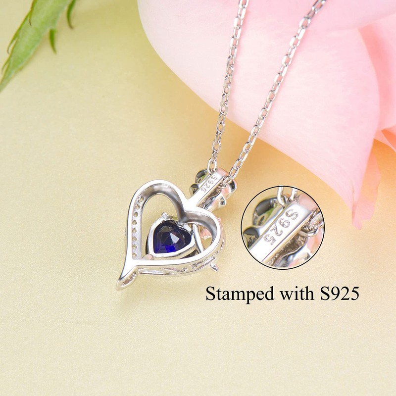 GEMLANTO May Birthstone Necklaces 925 Sterling Silver Emerald Necklace Heart