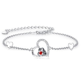 PARYFO Penguin Bracelet 925 Sterling Silver Heart Penguin Bracelet Cute Penguin Jewellery Gifts for Women Girls Daughter Sister Friend Graduation Gifts