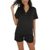 ENJOYNIGHT Women's Silk Satin Pajama Set Short Sleeve Pj Button