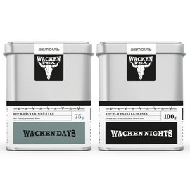 samova x Wacken Tee Days & Nights - Bio-Kräuter, Grüntee & Bio-Schwarztee, Minze - 2er Set (1 x 75 g & 1 x 100 g)