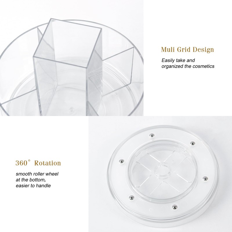 360° Rotating Makeup Organizer Clear Lazy Susan Organizer for Vanity,