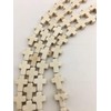JM Design White Magnesite Turquoise Cross Size 8x10mm 15.5" Strand