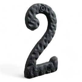 NACH House Numbers for Outside, 4 inch Black Address Numbers for House - Number 2 - Rustic Numbers for Outside with Mounting Hardware - Ships from Canada