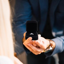 Ring Box - Ring Jewelry Storage Box Box for Proposal, Wedding, Engagement, Ring Earrings Jewelry Counter Display Props (Black, 5 * 5.4 * 3.9CM)