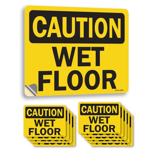 Wet Floor OSHA Caution Vinyl Decal Label 14 Inch x