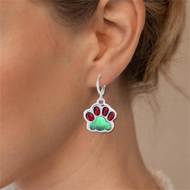 RLHRNDE 9 Pairs Paw Print Earrings Set for Women Cute Pet Puppy Cat Dog Paw Print Hoop Earrings Dainty Lightweight Sparkling Heart Footprint Earrings Christmas Birthday Holiday Jewelry gifts (Colorful)