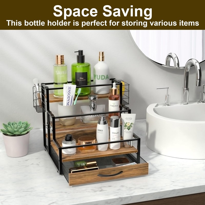 Coffee Syrup Organizer Rack, 4-Tier Syrup Bottle Holder Stand with
