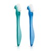 GUM Denture Brush - Dual Headed Hard Bristle Toothbrush for