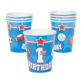 Fun Express - All Star 1st Birthday 9oz Cups for Birthday - Party Supplies - Print Tableware - Print Cups - Birthday - 8 Pieces