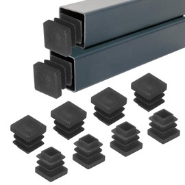 M METERXITY 50-Pack Square Tubing End Caps, 0.5Inch/13mm Plastic Tube Plugs for Square Metal Tube/Chair Legs/Pipe Post/Furniture/Fence, Bumper Tubing Plug [Black]