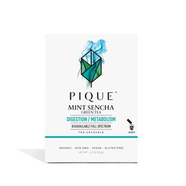 Pique Organic Mint Green Tea Crystals - Support Healthy Digestion, Immunity and Energy. Caffeinated Green Tea with Spearmint - 14 Single Serve Sticks (Pack of 1)