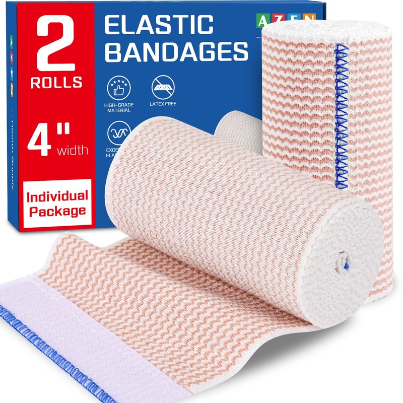 AZEN Premium 2 Pack Elastic Bandage Wrap 4 Inch, Compression