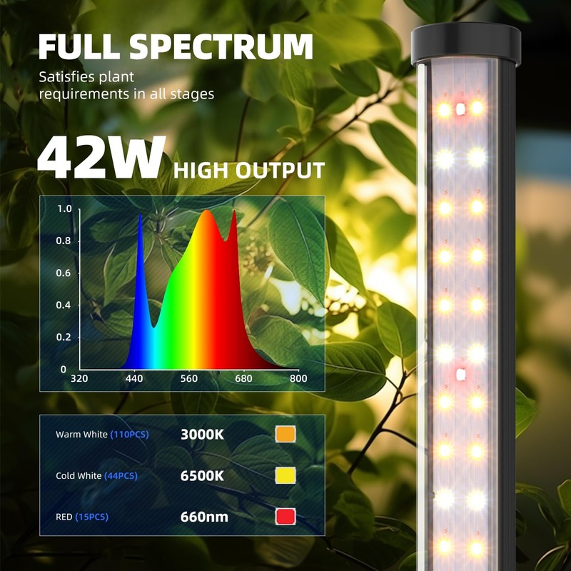 Barrina T10 Pro Standing Grow Light with Timer, 42W, 169
