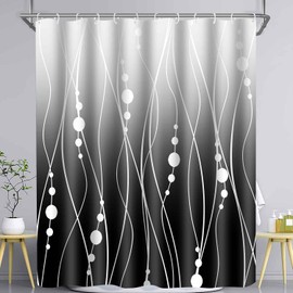 PAEOT Black and Grey Ombre Shower Curtain Gradient Black Gray and White Striped Bathroom Curtain Decor Modern Abstract Geometric Mens Shower Curtains with 12 Hooks 72x72 Inch Washable
