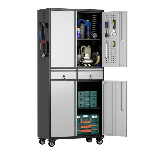 Aobabo Garage Storage Cabinet with Wheels, Metal Tool Storage Cabinet