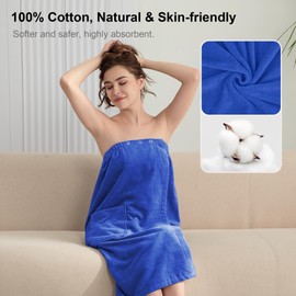 Winthome Soft Bath Robe with Buttons Pockets Shower Beach Swimming Pool Polyester Blue