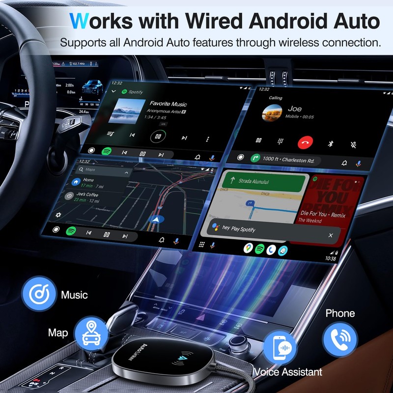 Android Auto Wireless Adapter for Cars with Built-in Wired Android