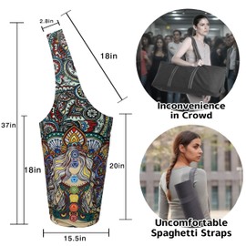 saniwu Linen Yoga Mat Bag Carrier for Women Pilates & Workouts with Large Side Pocket Mats Holder and Interior Zipper