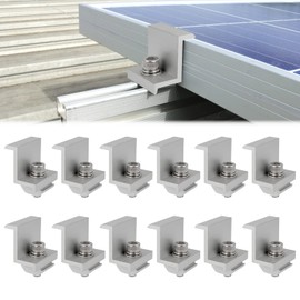 Pack of 12 Solar Panel Brackets, End Clamp, End Clamp for Mounting Photovoltaic Solar Panel, Edge Clamp for PV Solar Module Fixings on the Roof (30 mm)