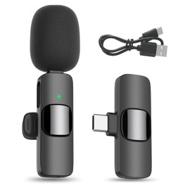 Microphone Wireless for Android-Mini Microphone for Video Recording YouTube Podcast Interview & Vlog Livestream, Lavalier Lapel Microphone with 2.4G Ultra Low Delay Built in Noise Reduction Chip