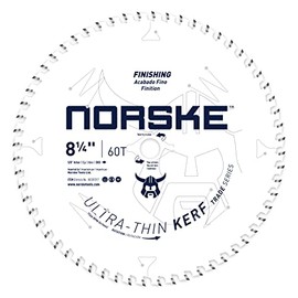 Norske Tools Thin Kerf Ultra Fast Crosscutting Saw Blade with Maximum Battery Efficiency NCSBT017 8-1/4" x 60T with 5/8" Arbor for Hardwood, Softwood, Plywood and MDF, White