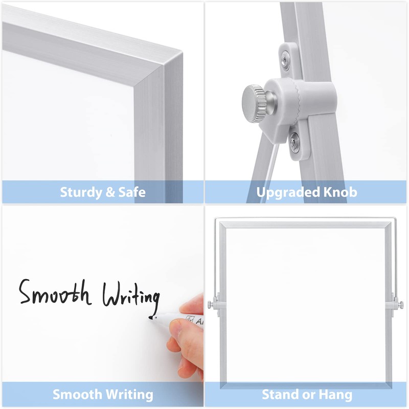 ARCOBIS Small WhiteBoard with Stand 10" X 10", Magnetic Double-Sided