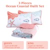 Heymybed Coastal Quilt Set King Size Beach Coverlet Pink Starfish