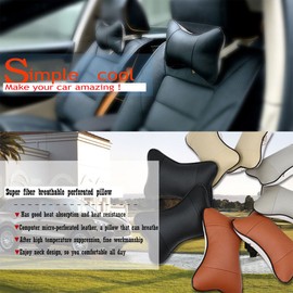 XSQD 2pcs Car Headrest Pillows, Car Headrest Cushions, Memory Foam Car Seat Neck Support Pillows, Neck Pillows, Comfortable Soft Universal Car Seat Pillows (Offwhite)