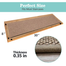 WAWINY 7 Pack Stair Treads Non Slips,8" X 30" Stair Treads for Wooden Steps Indoor,with Reusable Adhesive for Children, Seniors and Pet Dogs,No Residue(Brown)