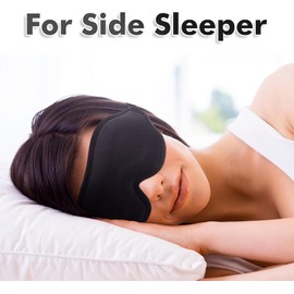 Máscara de dormir para hombres y mujeres, máscara de ojos contorneada 3D mejorada con los ojos vendados, bloquea la luz, máscara de ojos con correa ajustable, transpirable y suave para dormir, yoga, viajes (negro)