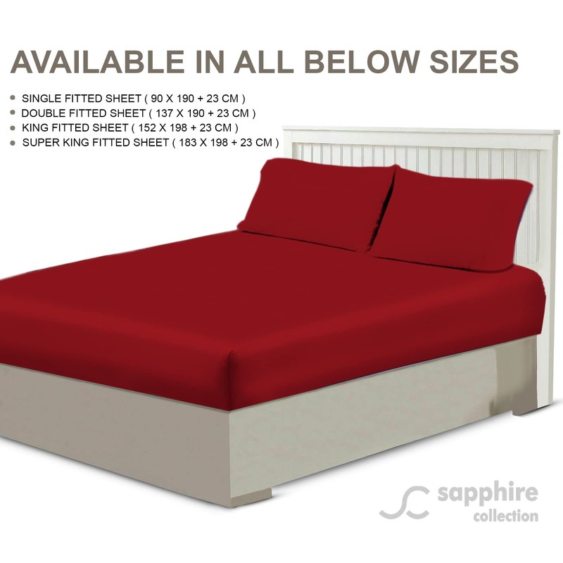 Sapphire Collection Luxury Percale Non Iron Red Fitted Sheet Size