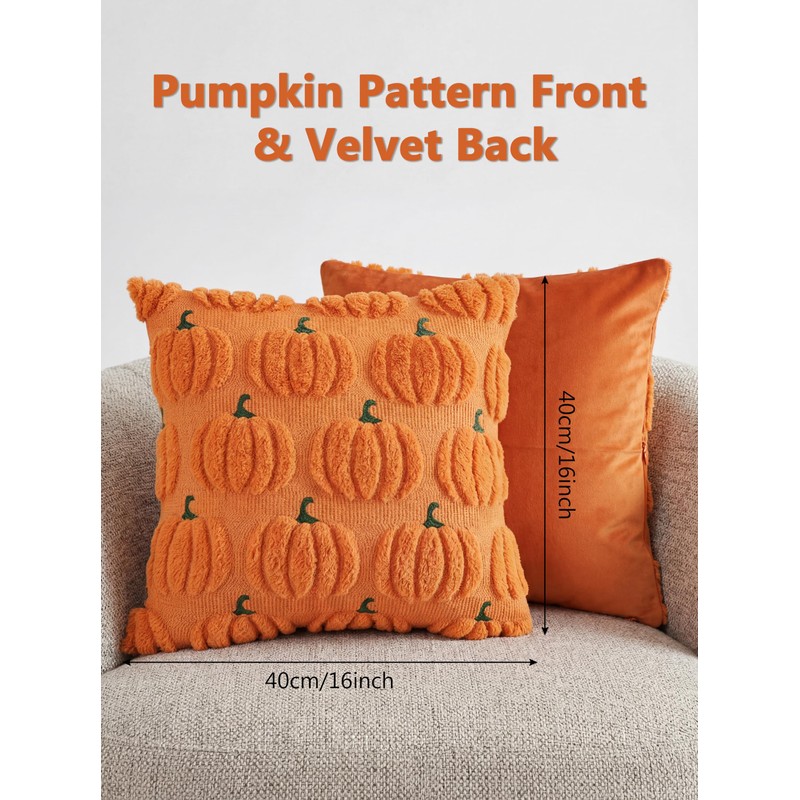 Set of 2 Autumn Cushion Covers 40x40cm 16x16 Inch Square