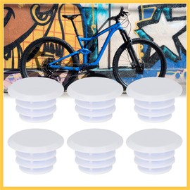REPAIROCK 6pcs Cycling Handlebar Bar Rubber End Plugs Caps Locking Grip White Durable Material Auto Replacement Parts