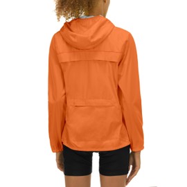 Little Donkey Andy Women's Lightweight Rain Cycling Stretch Jacket with Hood, Windproof and Waterproof, Ultralight Packable Orange Size XXL