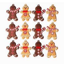 Christmas Tree Decorations Gingerbread Pack of 12 Christmas Ornaments Gingerbread Figures Candy Canes Decorative Pendant Christmas Decoration Gingerbread Man for Christmas Tree Decorations