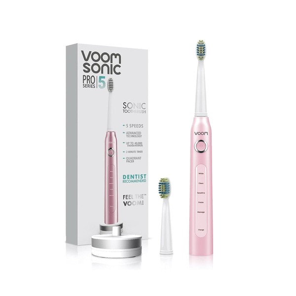 Voom Sonic Pro 5 Electric Toothbrush for Adults - Ultrasonic Electric Toothbrushes with Replacment Brush Head, Dentist Recommended Power Sonic Toothbrush with 5 Modes