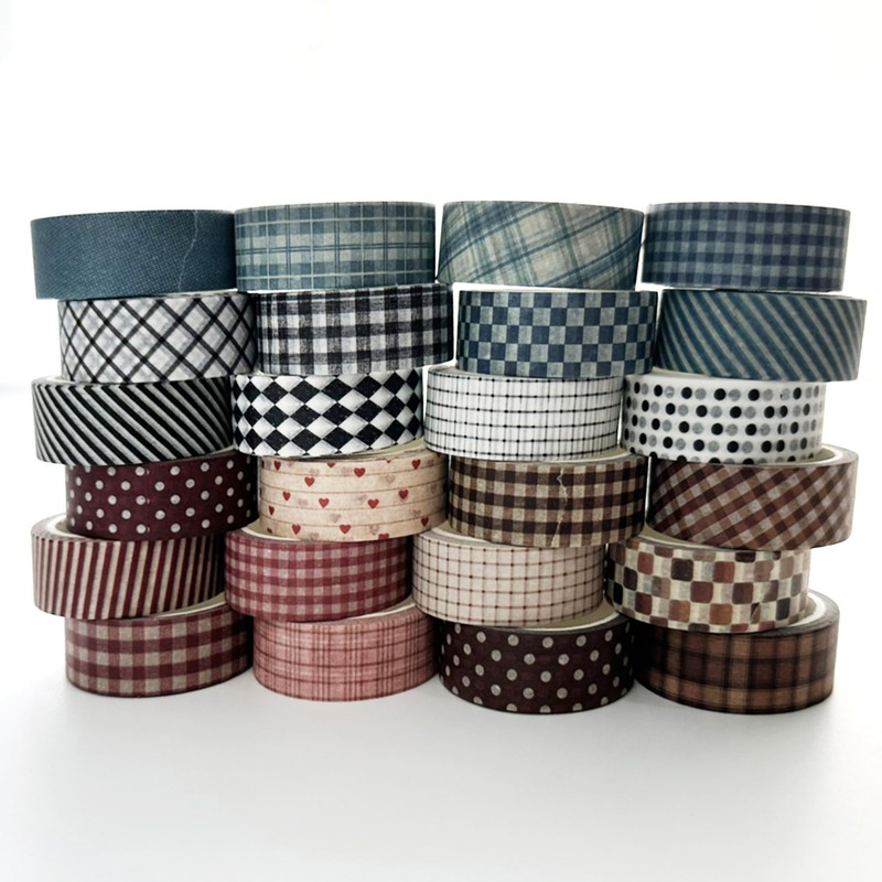 YUBBAEX 6 Rolls Checkered Masking Tape Set Grid Stripe Dots