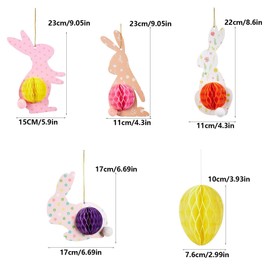 WANYIG Easter Eggs for Hanging Honeycomb Balls Paper Easter Decoration Easter Decoration Hanging Ornaments Honeycomb Craft Set Colourful for Home 7 Colours (Pack of 14)