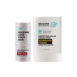 Seasons love your skin Kit Protector Solar facial en Stick FPS 50 | Manzana Verde + Multi Stick con Color Rojo