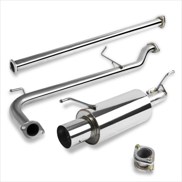 PM PERFORMOTOR 4.5" Round Tip Muffler Stainless Steel Catback Exhaust