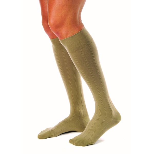 JOBST for Men Casual Knee High 30-40 mmHg Compression Socks, Closed Toe, Large, Khaki