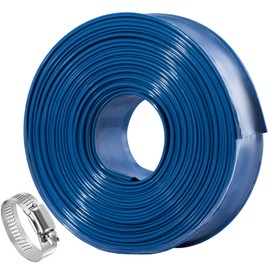 ZY-hosetube Pool Backwash Hose 2 inch × 100 ft Thicken Blue Water Discharge Pipe Lay Flat Tubing Hose for Backwash Pool Filter, Drain Pool Pond Water (2in-100ft, Vinyl Tubing)