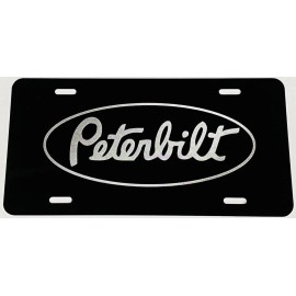 BLVD Engraved Peterbilt Car Tag Diamond Etched Black Aluminum Metal License Plate