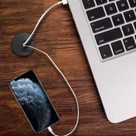 AUSYIWI Desk Grommet,Desk Cable Hole&50mm Hole Saw,5PCs Cable Outlet Round Table Grommet (Black)