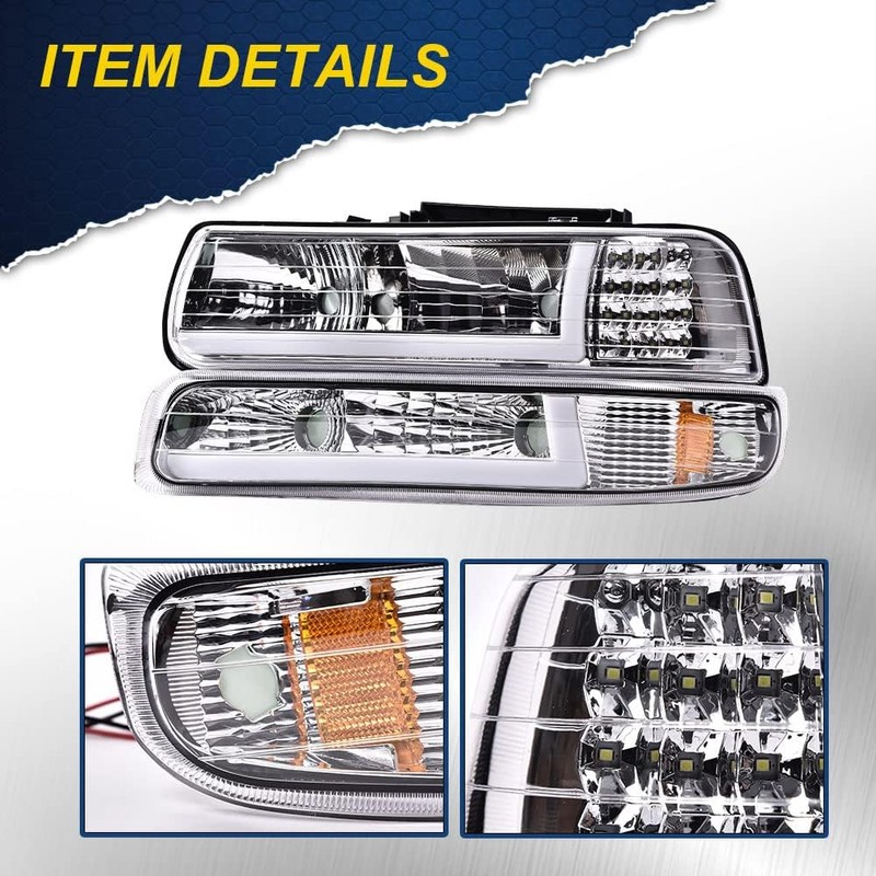 G-PLUS LED DRL Headlights, Compatible with 1999-2002 Chevy Silverado 1500